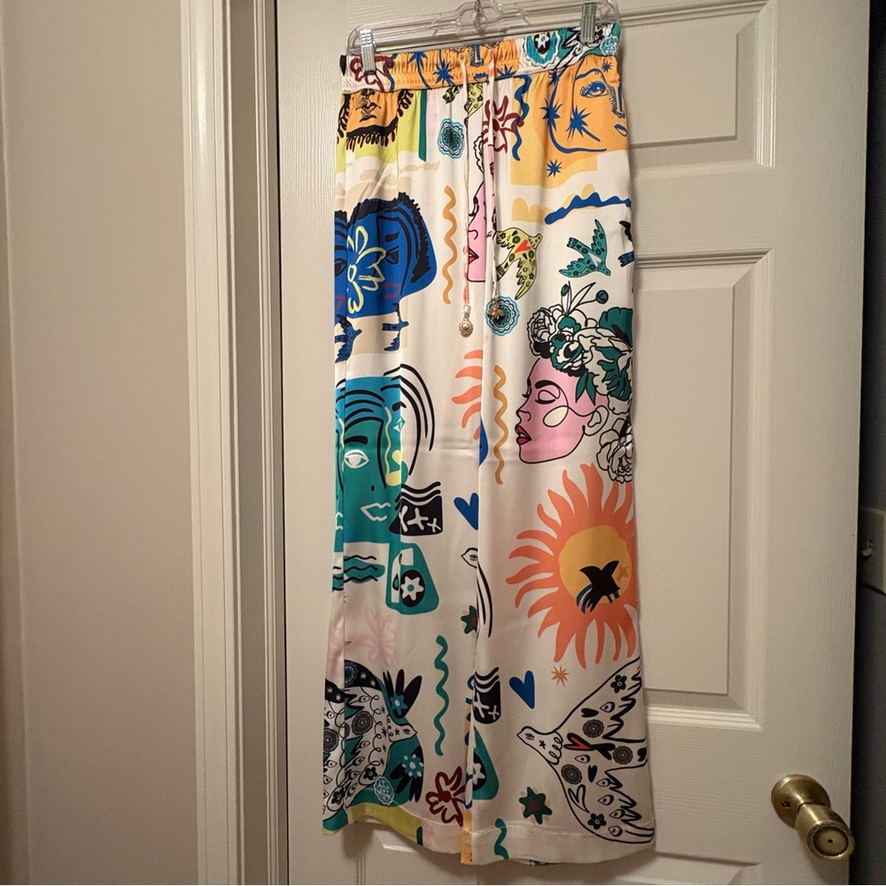 Joie Silky Artistic Print Wide Leg Pants